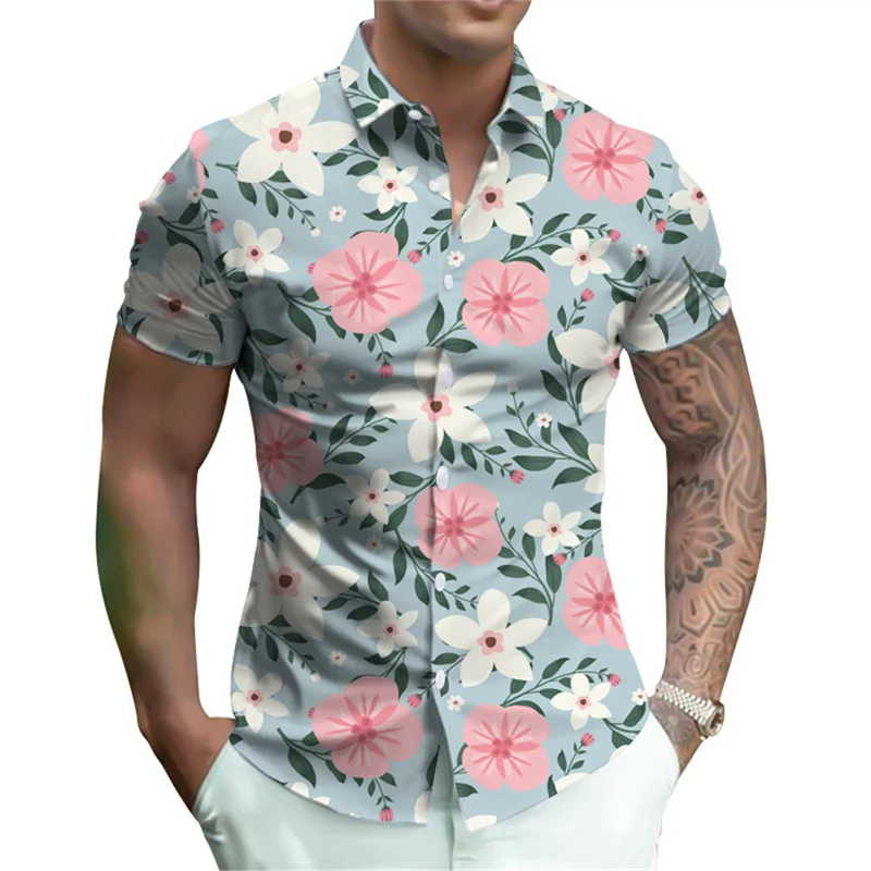 thumbnail image 1 of Camisas nuevas de verano 2024 para hombre, blusas cómodas y ajustadas, camisas de manga corta con estampado 3D de lujo, camisas florales de moda urbana, ropa para mujer, 1 of 5