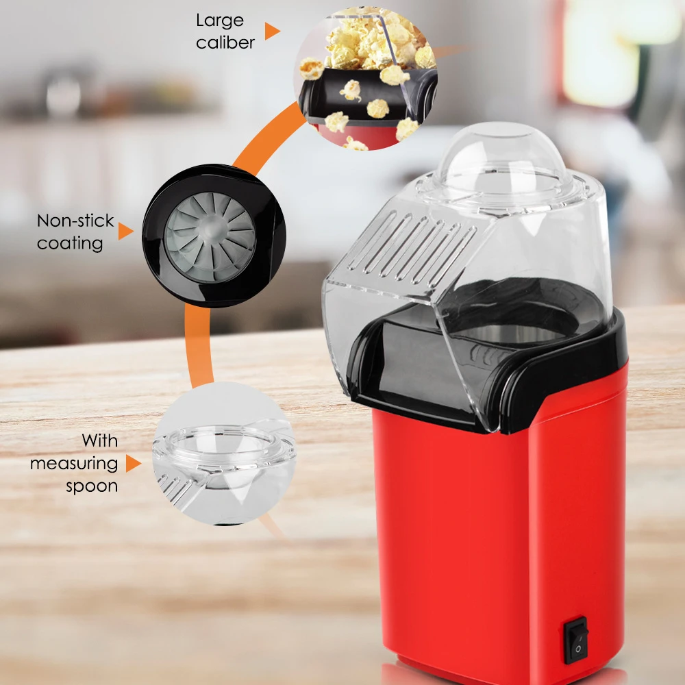 1200W Mini Popcorn Machine Electric Popcorn Maker Healthy Hot Air Oil-Free Corn Popcorn Snack Maker for Home Cinema Kitchen 4