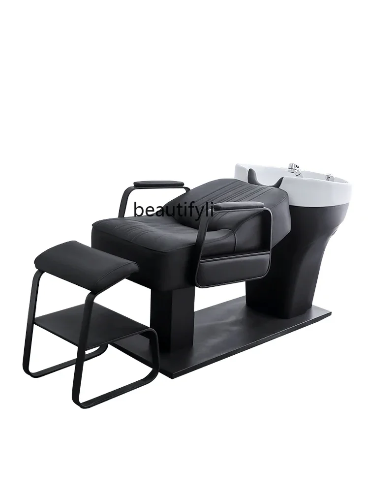 

Barber Shop for Hair Salon Lying Half Shampoo Flushing Bed Hairdressing Stainless Steel Ceramic Shampoo Chair