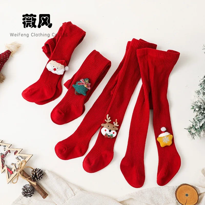 

Instagram Kids Red New Year Leggings Cartoon Christmas Baby Tights Newborn Baby Leggings Fall/Winter