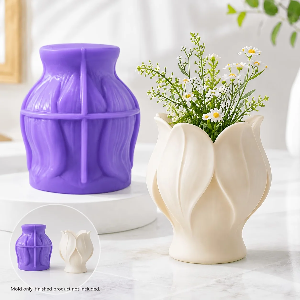 Exquisitely Textured Tulip Petal Silicone Mold - Handmade DIY Flower Pot and Decorative Ornament