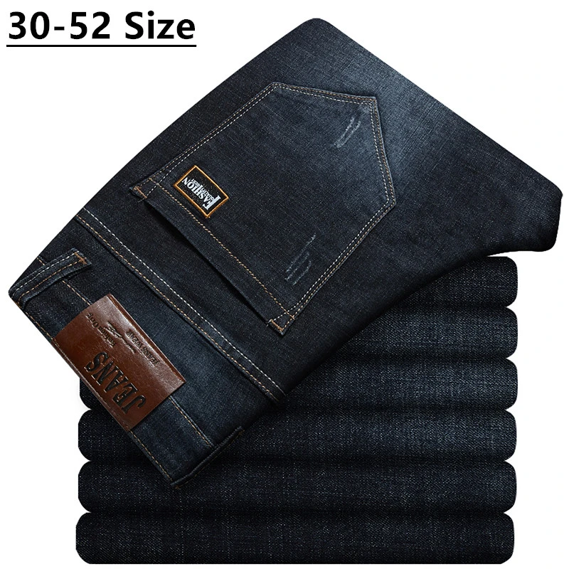 Pantalones vaqueros clásicos para hombre, Jeans de marca en color negro y azul, talla grande 44, 46, 48, 50, 52|Pantalones vaqueros| - AliExpress