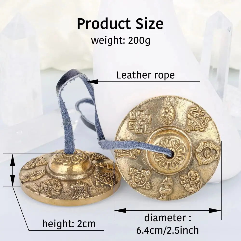 Handcrafted Tingsha Cymbal Bell Brass The Eight Auspicious Symbols Tibetan Tingsha Cymbals Spiritual Healing Mindfulness