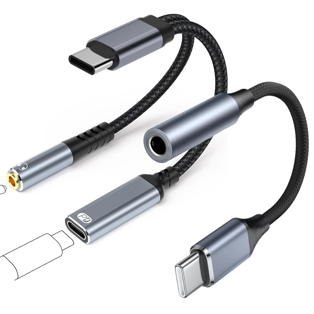 HiFi USB 타입 C에서 3.5mm 잭 어댑터 케이블 유선 헤드폰 컨버터 아이폰 15 16 차량용 플러그 앤 플레이 화웨이 샤오미용