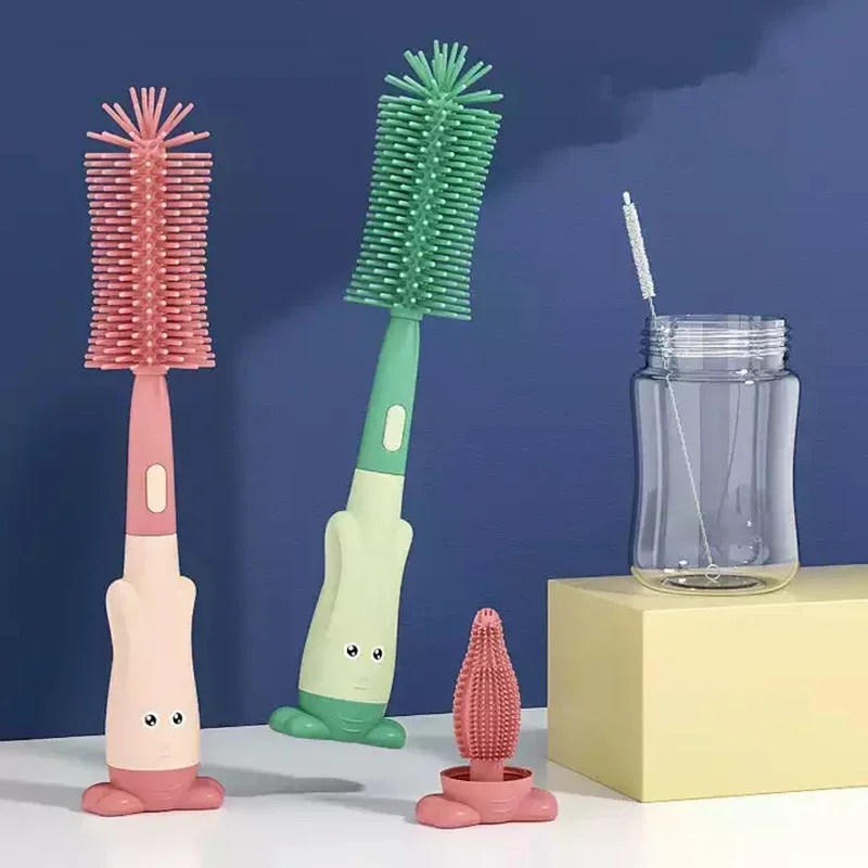 Set di spazzole per bottiglie per ciuccio 3 In1 manico lungo spazzola per tazze multifunzionale per la casa testina per la pulizia accessori per la pulizia della cucina