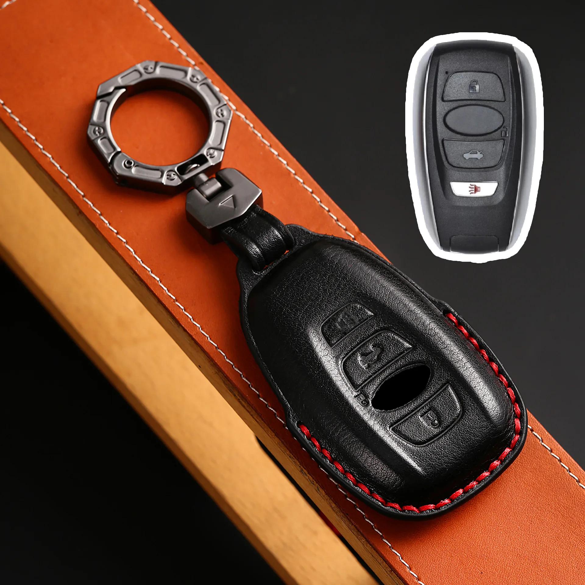 

Leather Key Cover Case Fob Protector Shell for Subaru XV SV Forester BRZ 2019 2020 Keychain Holder Keyring Accessories