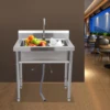 25.6x16.14x9.05 inch Freestanding Stainless Steel Commercial Sink with Single Bowl, for Garage Bar Restaurant 3