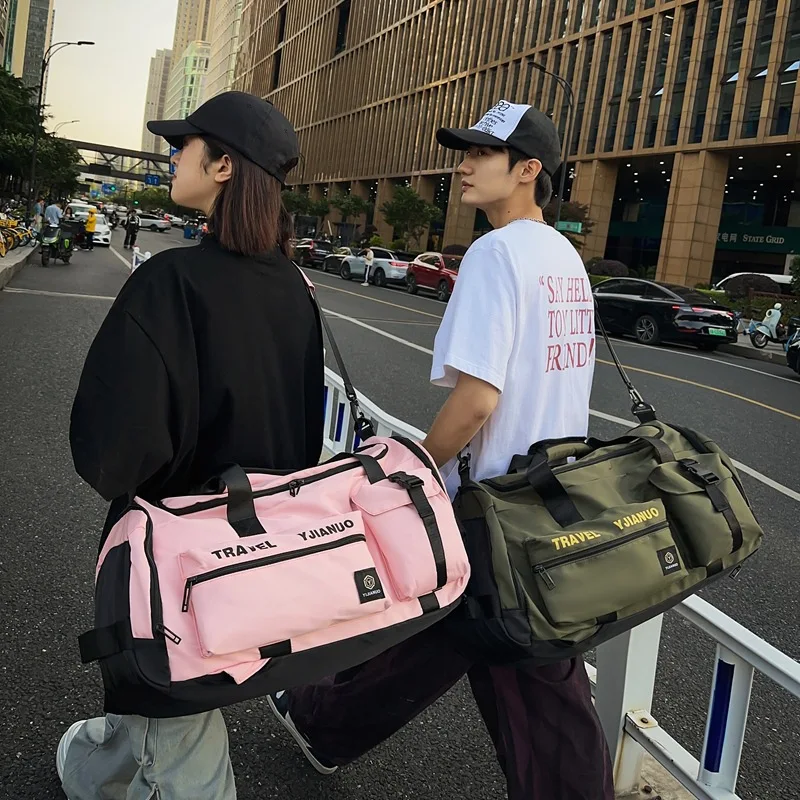 Borsa da viaggio di grande capacità, borsa da weekend, borsa da viaggio con scomparto per scarpe, borsa sportiva da fitness per donna, borsa a tracolla - immagine 2