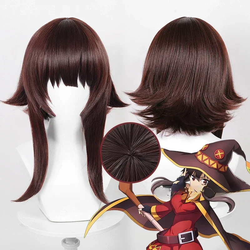 Perruque de Cosplay Anime Megumin 32cm, cheveux courts, perruques synthétiques résistantes à la chaleur