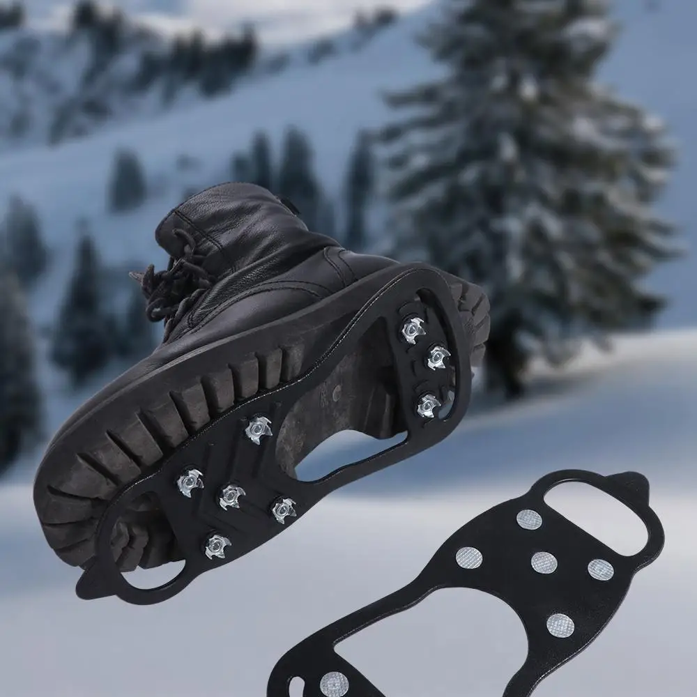 Tpe 8 Tooth Ice Snow Crampons Anti-Skid 8 Studs Anti-Skid Ice Gripper Snow Spikes Shoe Spikes Grips Cleats Shoe