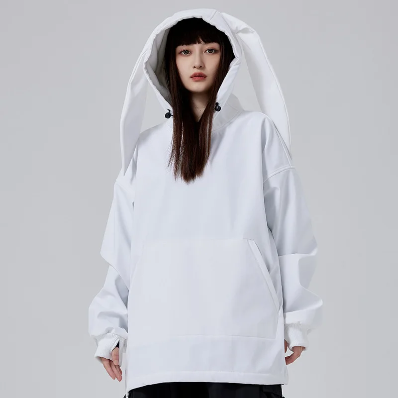 MUTUSNOW Women's And Men's Waterproof Windproof Ski Jacket Warm Hooded Loose Snow Coat Outdoor Sports Ski Sweatshirt