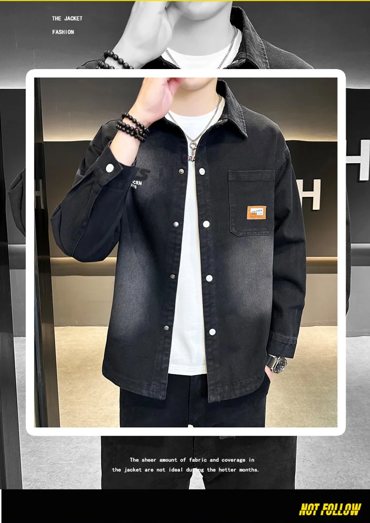 Nuovo2024 giacca in denim di marca alla moda di alta qualità da uomo, versatile, vestibilità slim, semplice, alla moda_voghion.com
