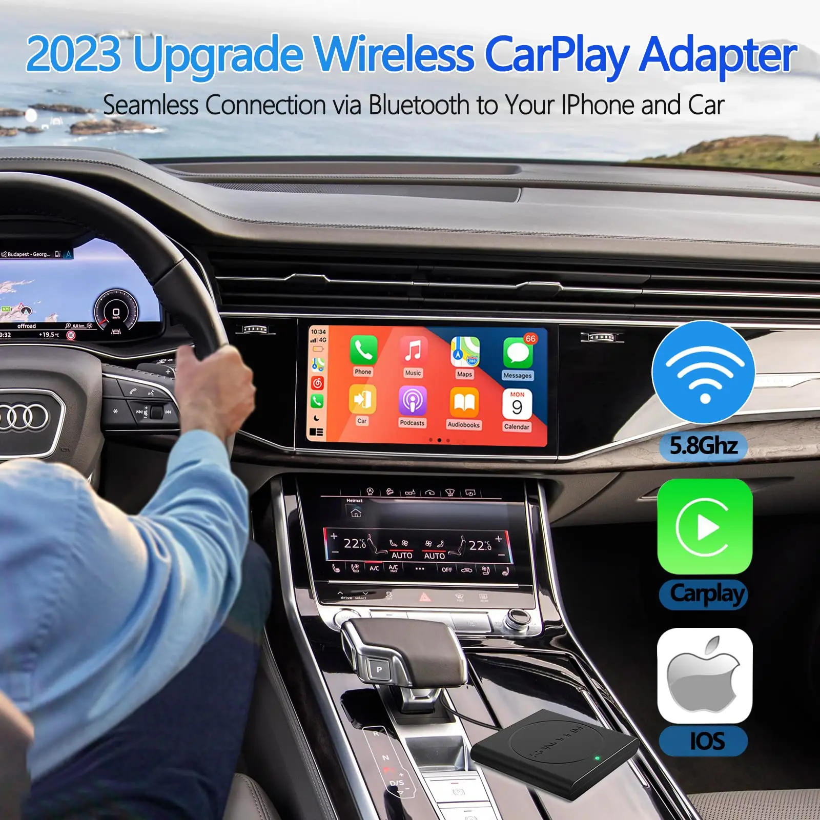 Per Apple Mini Carplay Adapter Wired To Wireless Dongle Plug And Play Connessione Usb Adattatore Per Auto Adatto Per La Maggior Parte Delle Auto