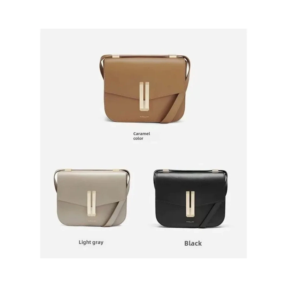 2025 new high-end versatile single shoulder leather niche design bag, single shoulder leather women's bag, tofu small square bag 6
