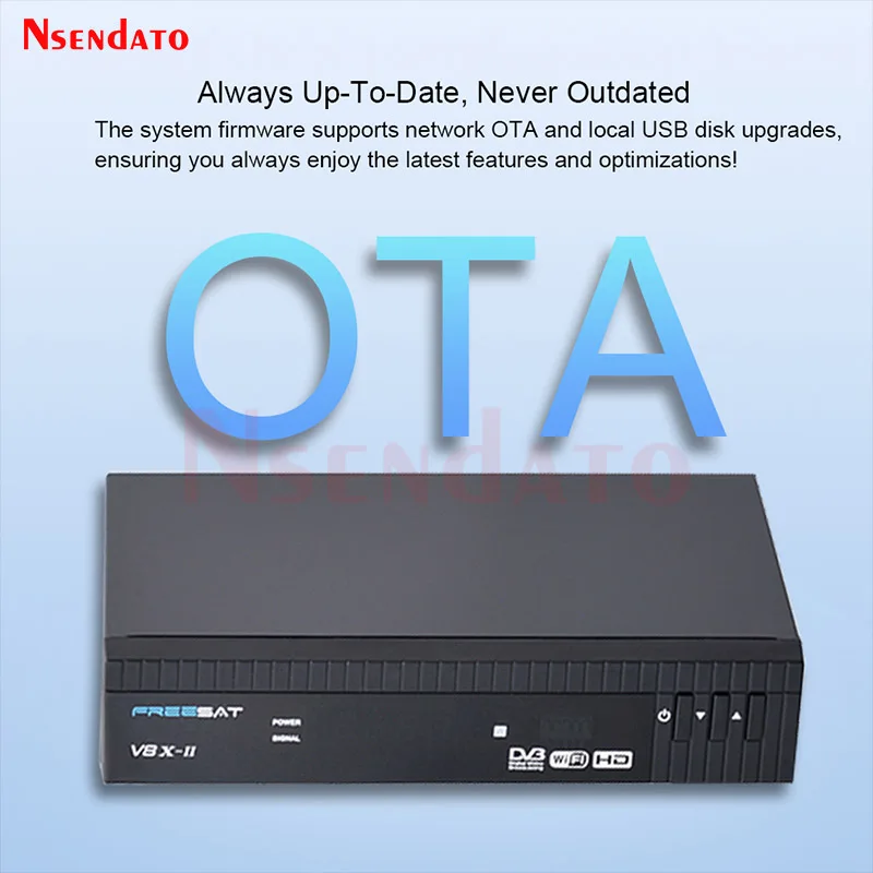 Freesat V8X II DVB-S2X/S2/S Satellite TV Receiver Decoder With 2Gb RAM Support DiSEqC1.0-1.3 7-Day EPG Built-in WIFI Dongle