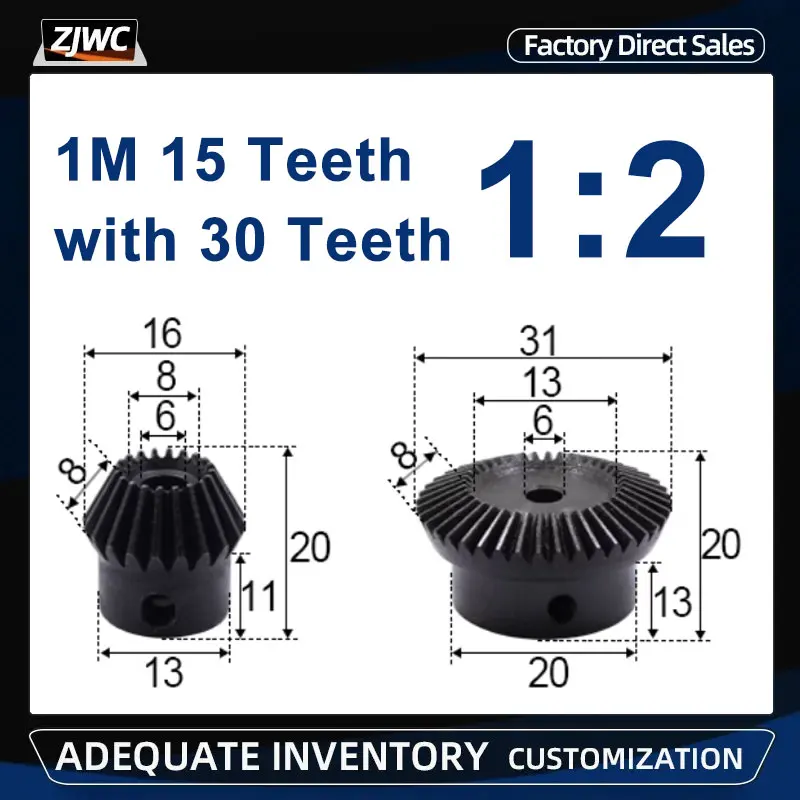 WUWMTUTCK 1PC 1:1 Ingranaggio Conico 2M 20/25/30 Denti 45# Acciaio Angolo Di Accoppiamento 90 Gradi Ingranaggio In Acciaio Foro 10/12/14~25mm - Foto 10