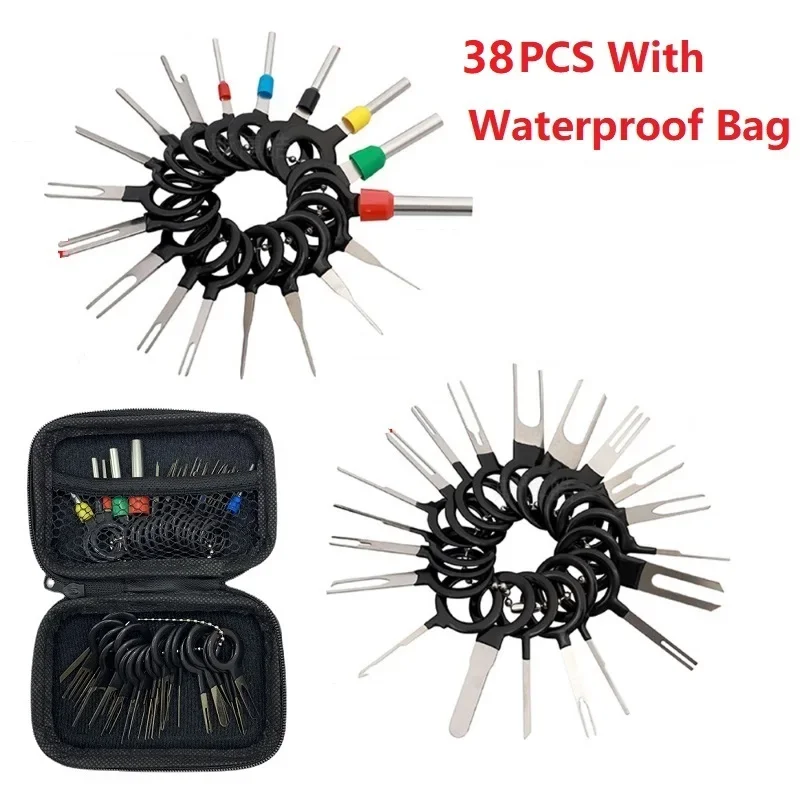 terminal removal kit terminal removal tool electrical connector pin removal kit 41PCS/38PCS Waterproof Bag Terminal Removal Kit Stylus Wiring Crimp Connector Pin Extractor Puller Terminal Repair Tools
