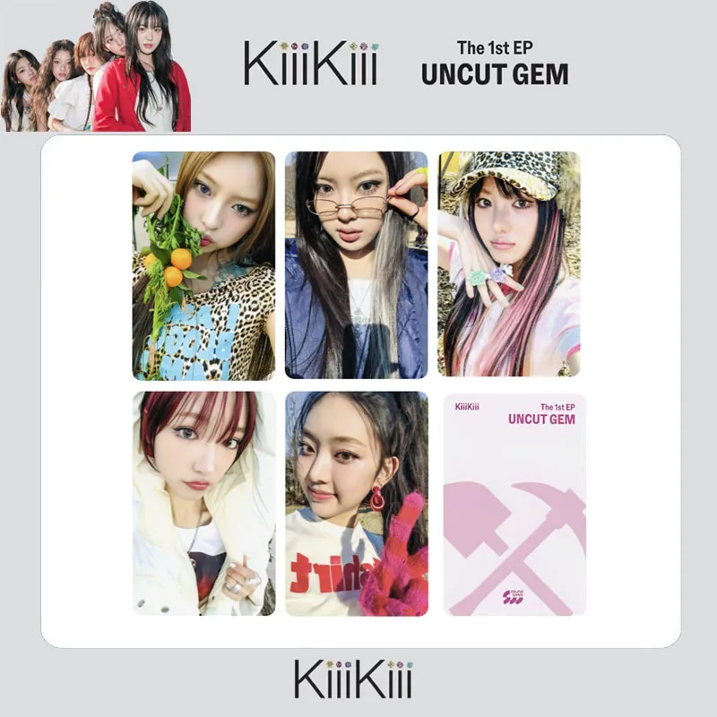 5Pcs/Set Kpop KiiiKiii UNCUT GEM 1st Album WM MS Ver Slefie Cards
