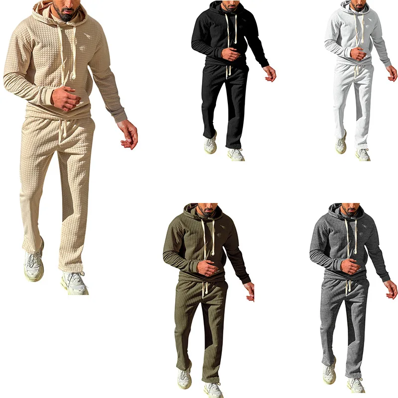 

2023 Autumn Mens Suits Jacquard Hooded Sweater Casual Sports Set Mens