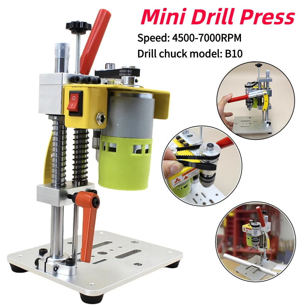 

Mini Drill Press Precision Table Drilling Machine 795 Motor Tabletop Drilling Machine B10 Chuck Metal Wooden Jade DIY Craft Tool