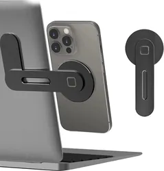 Magnetic Foldable Laptop Phone Holder for Computers and Monitors (Black)