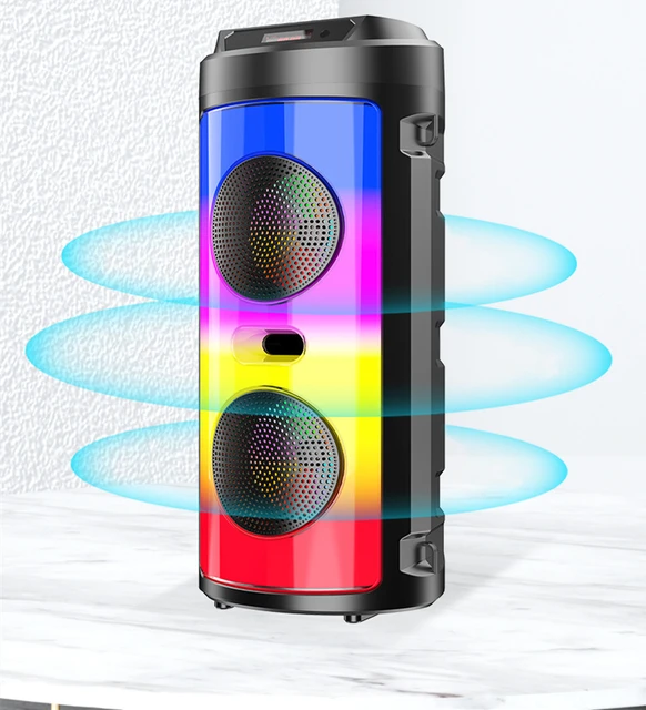 LEDライト付きの大型Bluetoothスピーカー,カラフルなサウンド
