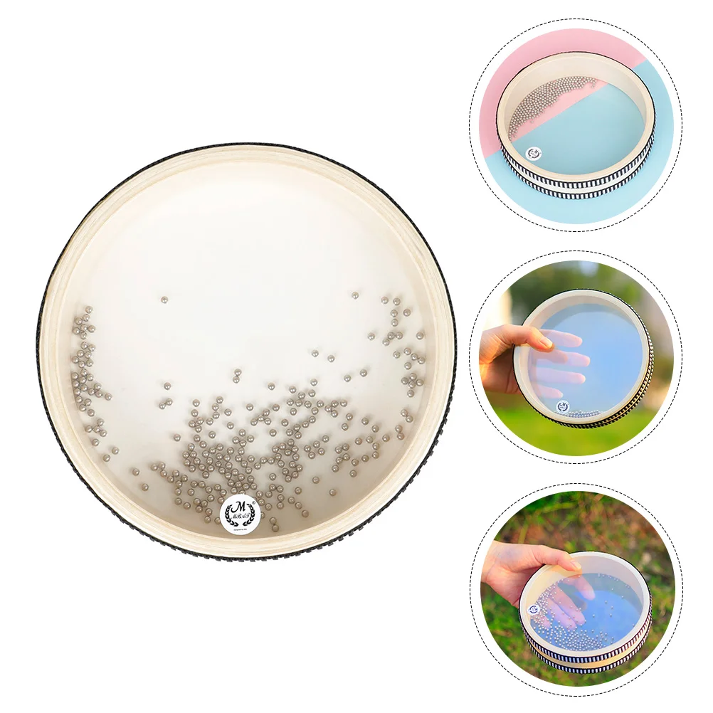 6 Inch Transparent Wooden Rim Hand Drum Portable Double Sided PVC Kids Musical Instrument Sea Wave Sound Effect Shaking Toy