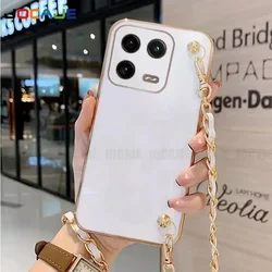 Chain Crossbody Leather Lanyard Bracelet Strap Plating Shockproof Soft Cover for OnePlus ACE2 Pro (White)