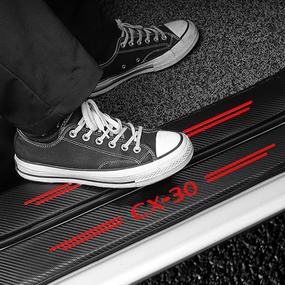 Mazda Car Door Sill Sticker Anti-Scratch Carbon Fiber Leather Sticker Trunk Protector Stickers For Mazda 3 2 5 Cx3 Rx8 Bt50 323 Cx8 Cx30 Rx7 626 Cx7 Nx5 Cx9 Accessories I.237376299