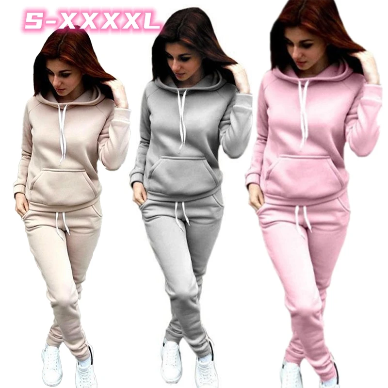 

2020 Fashion Women's Tracksuits Hoodies + Pants 2 Pieces Set Ladies Long Sleeve Casual Suits