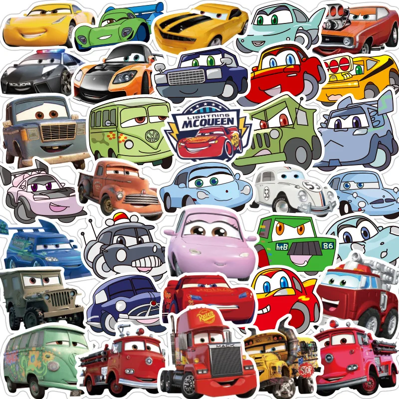 10/30/50Pcs Kawaii Disney Cars Cartoon Stickers Lightning Mcqueen Sticker Per Notebook Valigia Chitarra Laptop Decalcomanie Giocattoli Per Bambini