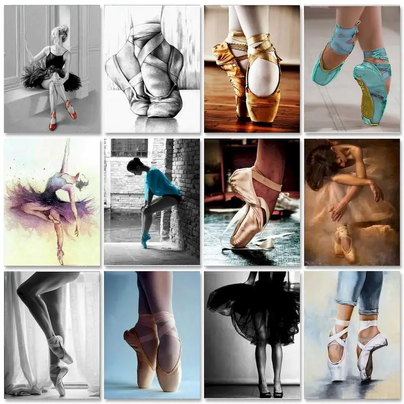 GATYZTORY Oil Paint By Numbers Handmade Coloring By Numbers Ballet Girls Canvas Painting For Adults Gift Paint Kit Kill Time Art