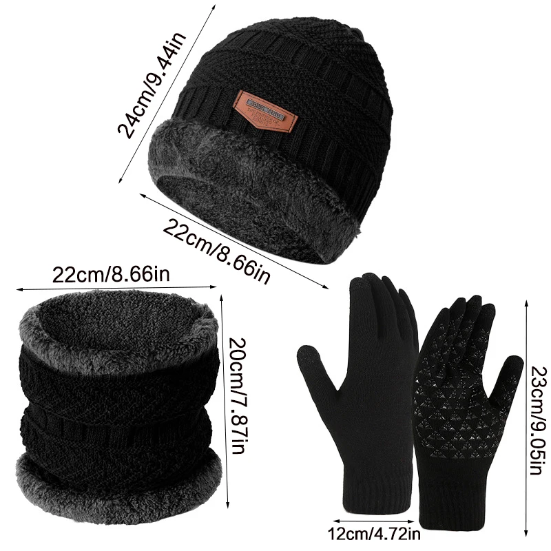 3 pieces/set winter men's and women's knitted hats winter hat set comfortable and warm hat set winter hat,knitted hat scarf set