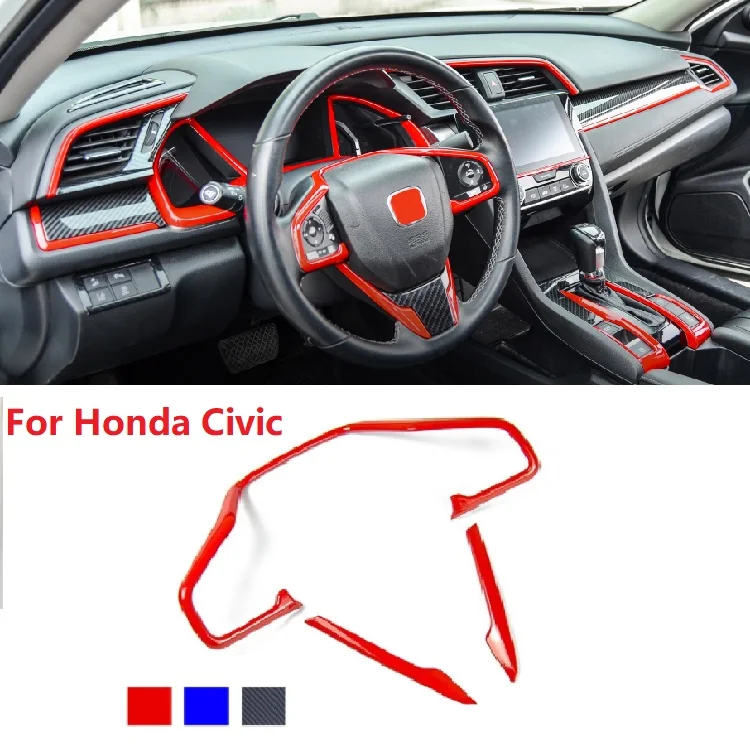 

3 шт., наклейки на автомобильный чехол рулевого колеса для Honda Civic 10, 2016, 2017, 2018
