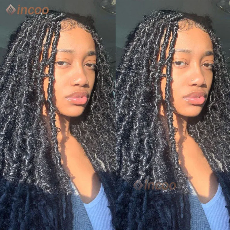Full Lace Braided Wigs Synthetic Lace Front Wig Dreadlocks Braided Wigs Medium Senegalese Braid Faux Locs Wigs African Baby Hair
