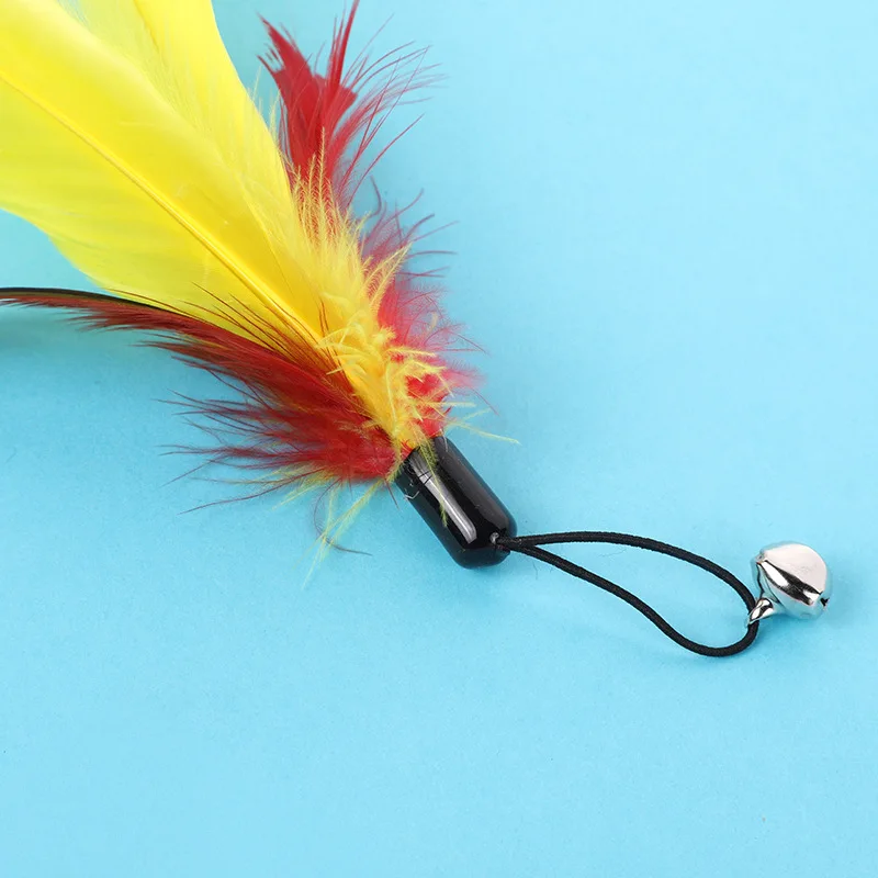 Pet Cat Toy with Bell Color Feather Toy Fishing Rod Replacement