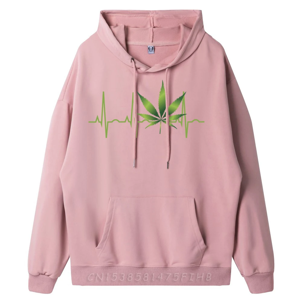 Graphic Mens Hoodies Weed for Men Women Marijuana Normal Sweatshrt long Sleeve Slogan Coats Round Neck  Weed for Men Women Marijuana Leaf Heartbeat oufen