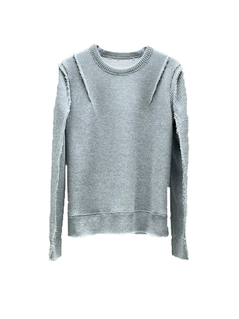 

Round neck knit top fashion casual simple personality comfortable versatile 2024 early spring new 1212