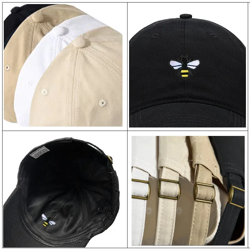Embroidered Honeybee Baseball Caps for Men Women Retro Soft Washed Cotton Dad Hat Adjustable Snapback Cap Dropshipping baseball cap baseball caps baseball hats