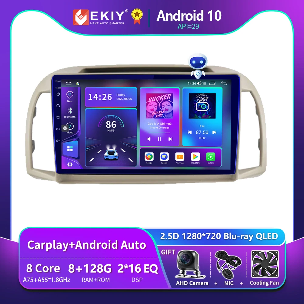 

EKIY T900 QLED For Nissan March (K12) Micra (K12) 2002-2010 Car Radio Multimedia Video Player Navigation GPS Android Auto Stereo