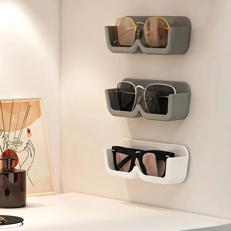 Glasses holder self-adhesive wall mounted plastic huggable storage shelf for home storage sunglass display