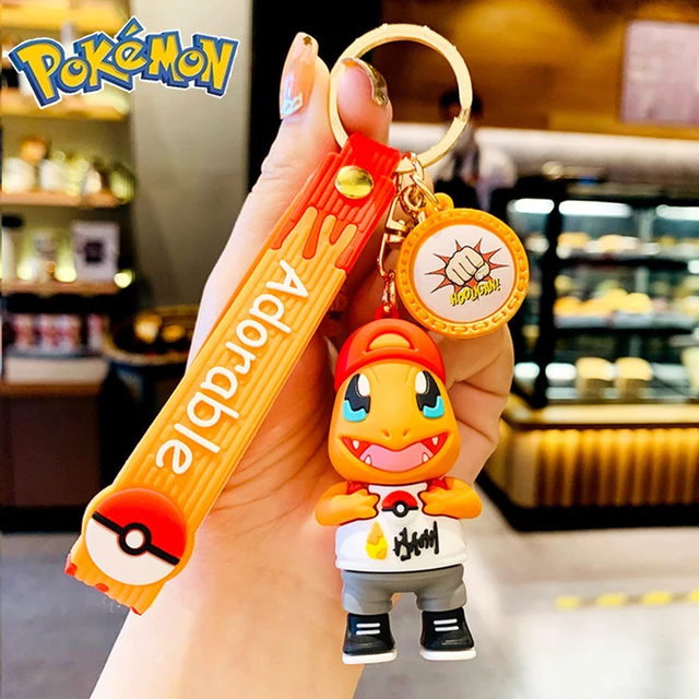 Pokemon cartoon keychain Pikachu silicone three-dimensional cycling key pendant cute couple portable pendant small gift. 2