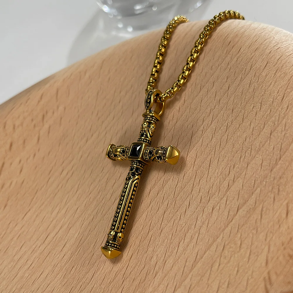 Men's Stainless Steel CROSS 52mm Pendant Unisex High Polish Box
