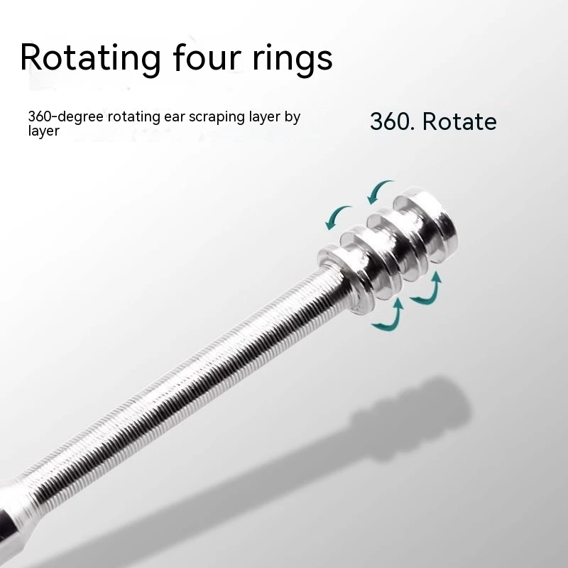 Description Picture 4 of item6Pcs Ear Digging Spoon Set Long Head Spiral Spring Ear Spoon Easy Clean Stainless Steel Portable Ear Care Cleaning Tools Set