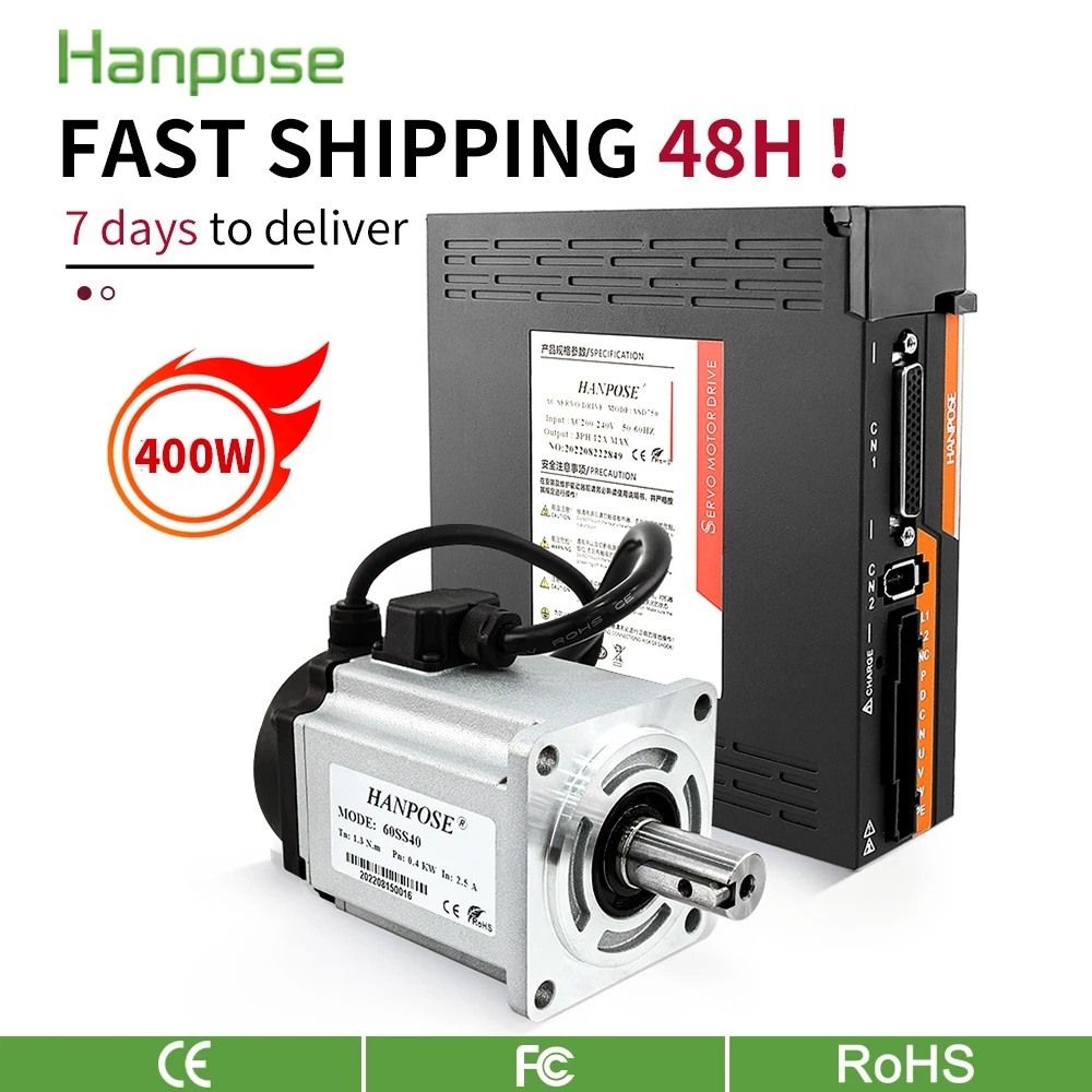Kit de Acionamento do Servo Motor para Madeira Roteador Cnc Servo Motor ac Asd240 60ss40 2.5a 1.3n.m Cabo do Codificador 3m 400w