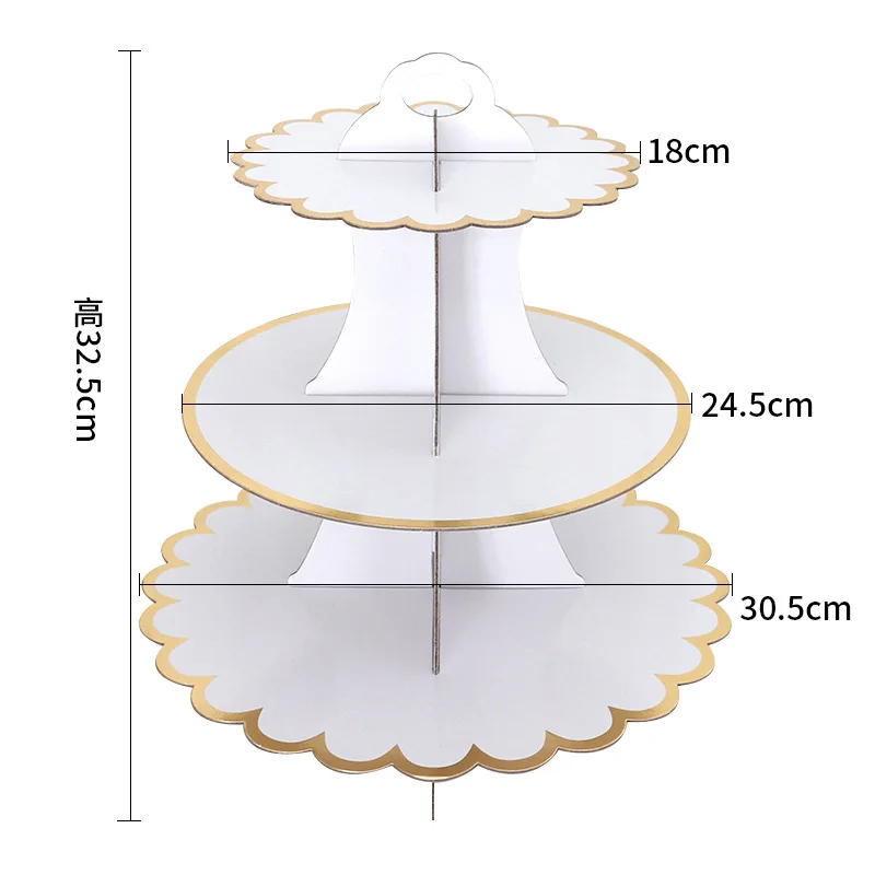 Disposable multi-layer paper cake rack birthday party decoration three-layer hot stamping dessert table cake tray cupcake stand
