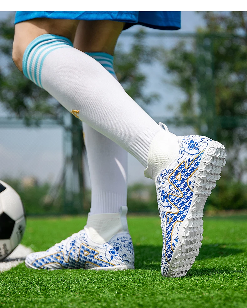 Pantofi de fotbal pentru bărbați, gleznă înaltă, confortabili, antrenament, ghete de fotbal profesionale, ultralejere, antiderapante, respirabile, noi_voghion.com