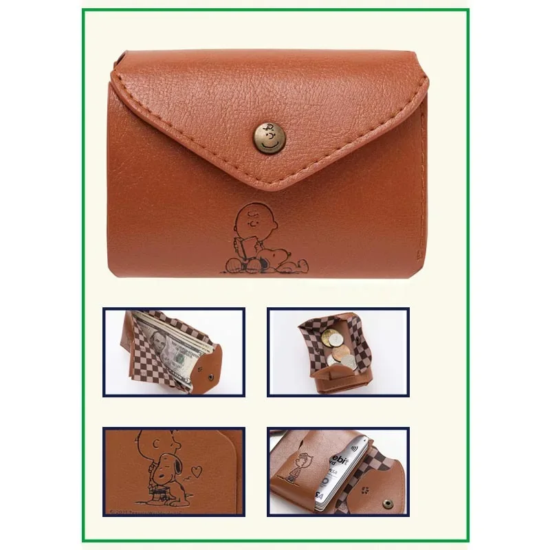 Women Short Wallet Small Fashion Snoopys Cartoon Leather Purse Ladies Card Bag for Women Clutch Female Purse Money Clip Wallet 2