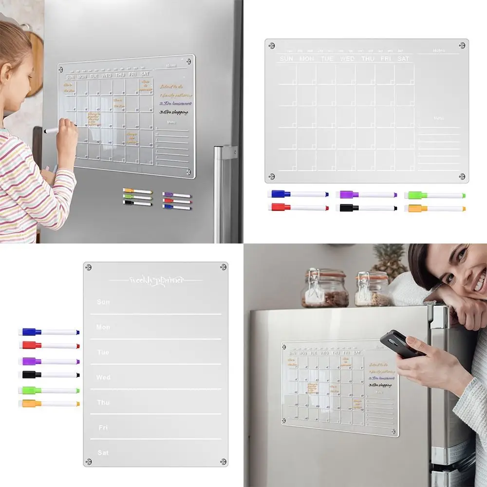 

Dry Erase Fridge Sticker Durable Acrylic Clear Calendar Board Planner Magnetic Message Board Home School Office