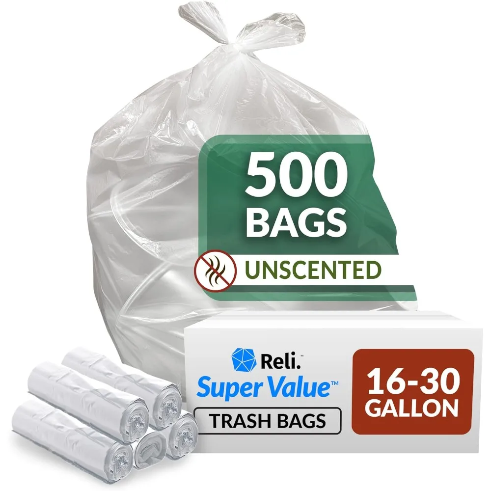 

. SuperValue 16-25 Gallon Trash Bags (500 Count Bulk) Clear Garbage bags